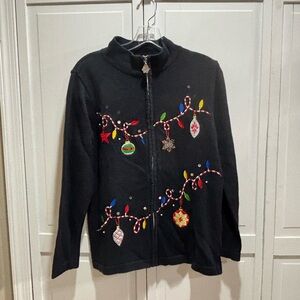 Women’s Holiday Ornament Jacket - Black Size Large